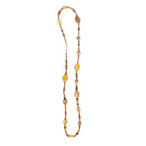 Elegant Gold and Orange Beaded Necklace